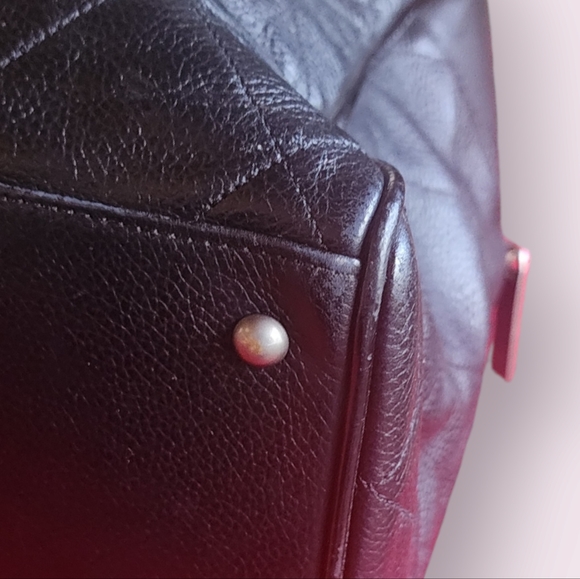 Chanel Large Duffle Bowler Black Caviar Bag Patent Handles - Picture 6 of 14